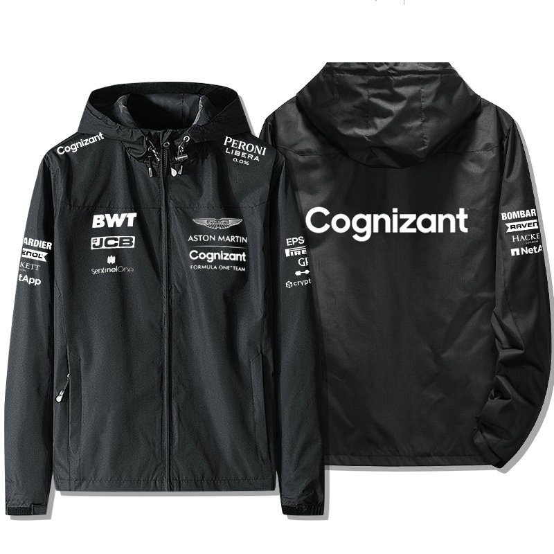 Veste Aston Martin Cognizant F1 BWT Capuche Homme Coupe-vent Imperméable